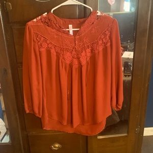 Fall flowy lace blouse